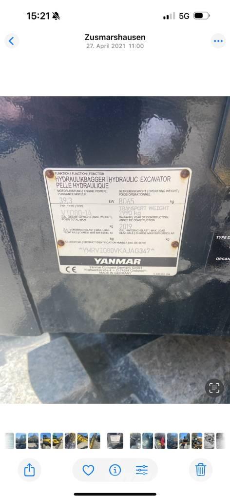 Yanmar VIO80-1A Minigraafmachines < 7t