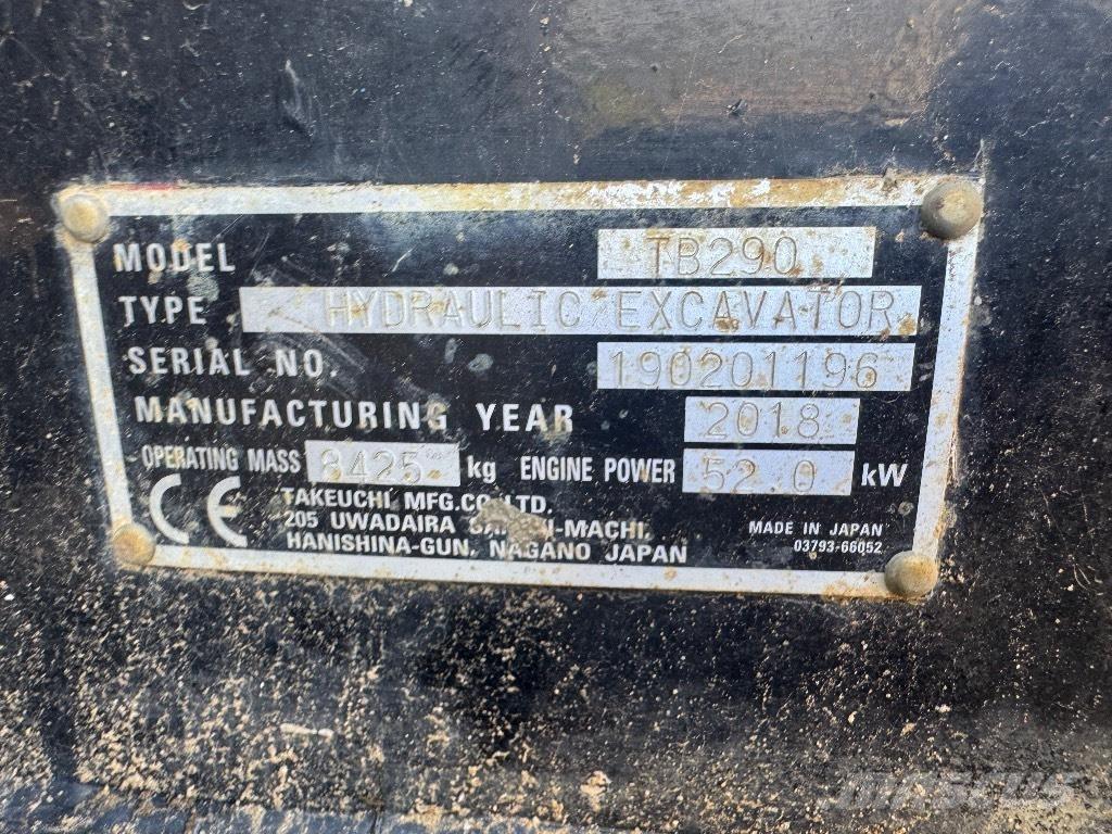 Takeuchi TB 290 Midigraafmachines 7t - 12t