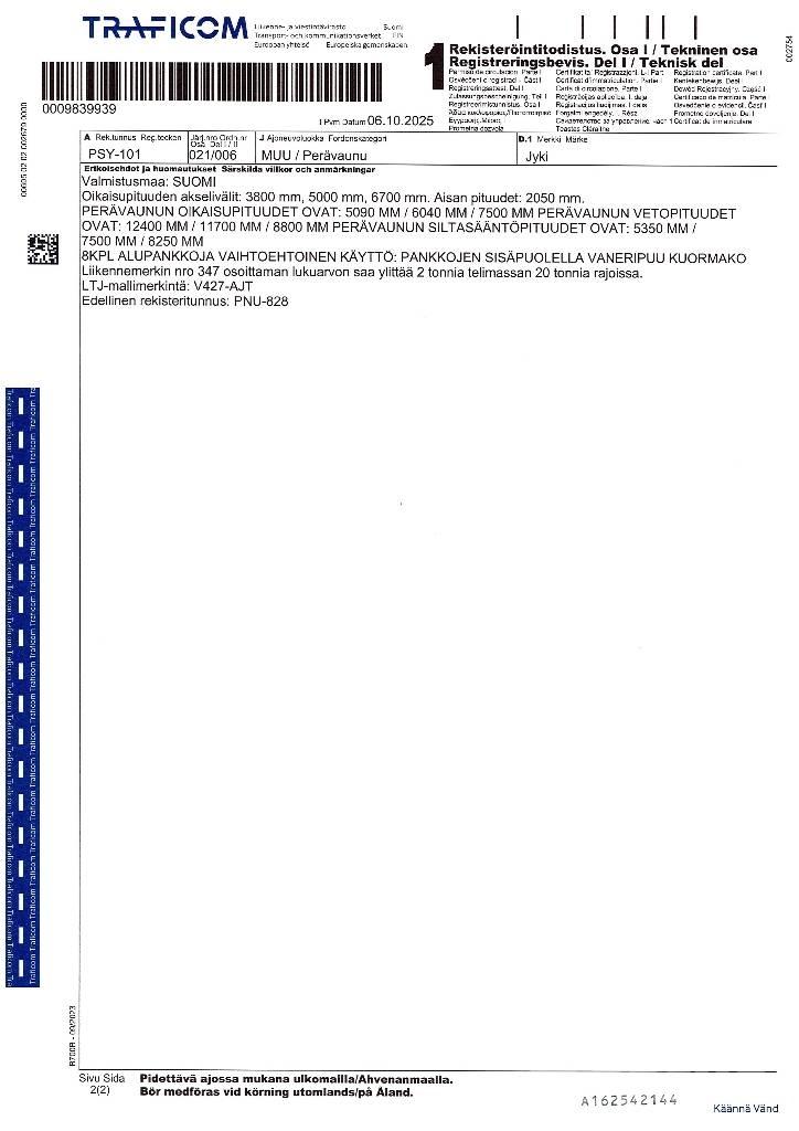 Jyki V427-AJT Hout-Aanhangers