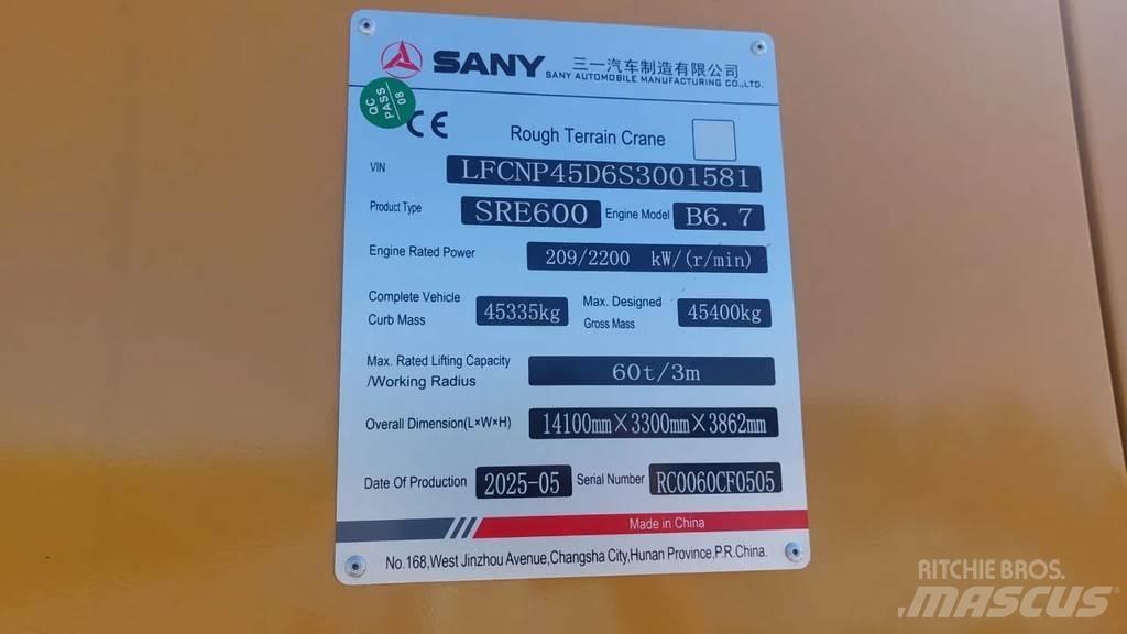 Sany SRE600 Ruw terrein kranen