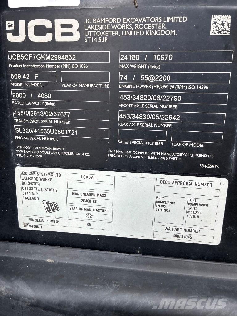 JCB 509-42 Verreikers