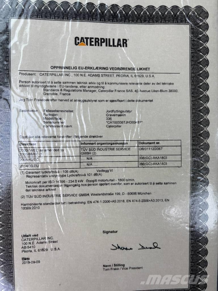 CAT 336 Rupsgraafmachines