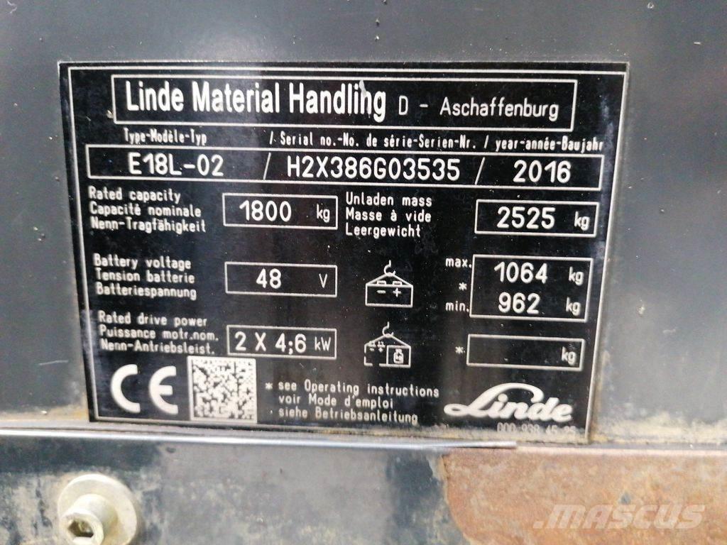 Linde E18L-02 Elektrische heftrucks