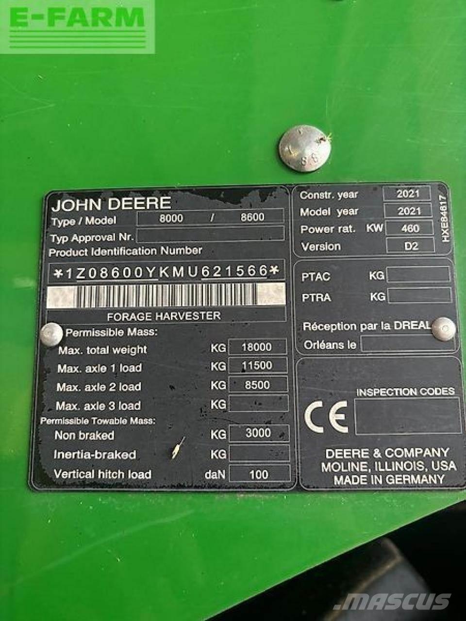 John Deere 8600 Zelfrijdende veldhakselaars
