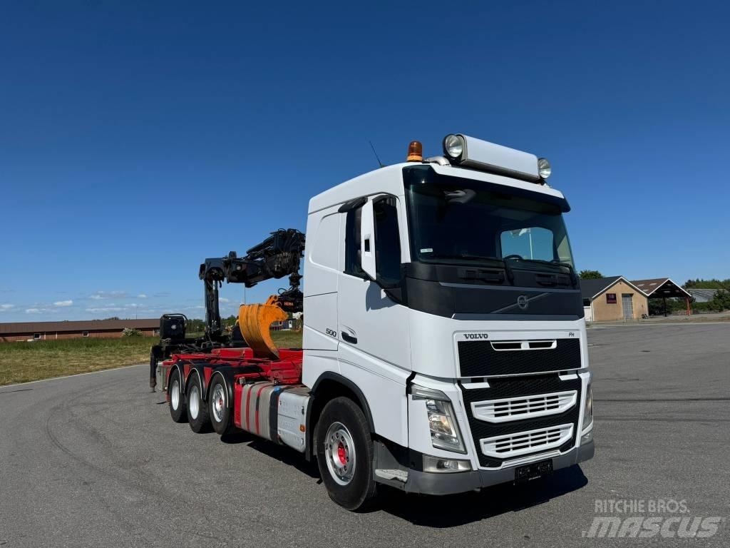 Volvo FH 500 Vlakke laadvloer met kraan