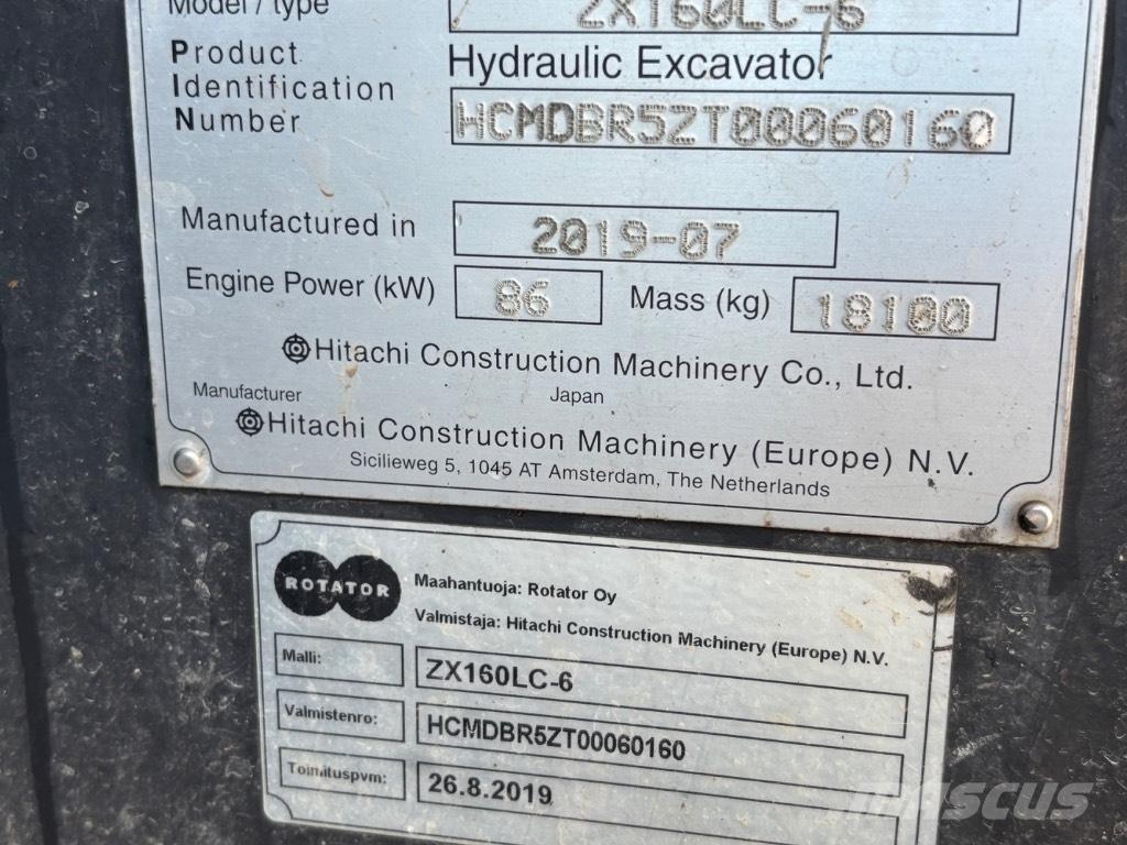 Hitachi ZX 160 LC-6 Rupsgraafmachines