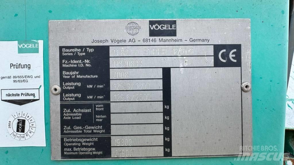 Vögele Super 1800-2 Asfaltafwerkmachines