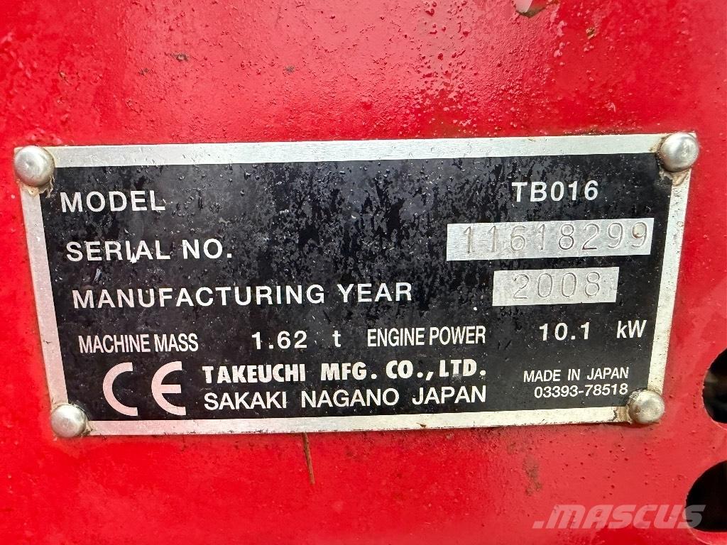 Takeuchi TB 016 Minigraafmachines < 7t