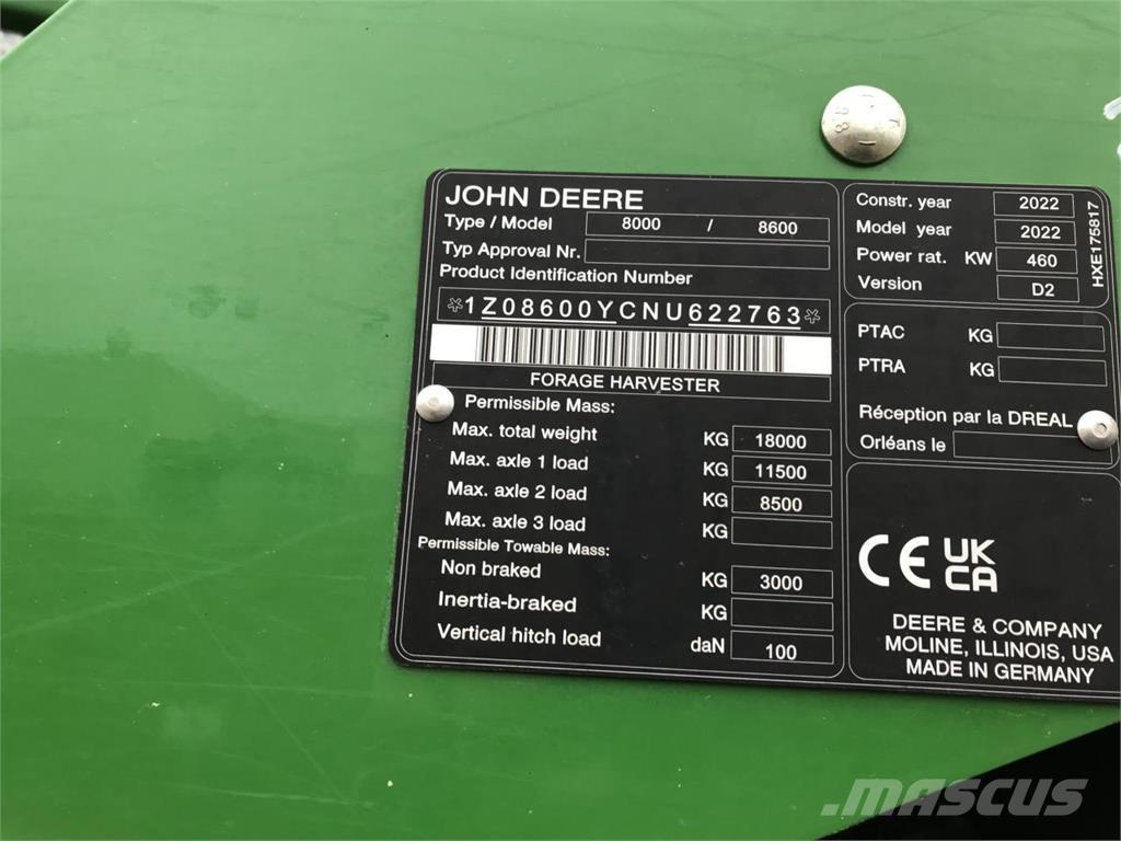 John Deere 8600 Zelfrijdende veldhakselaars
