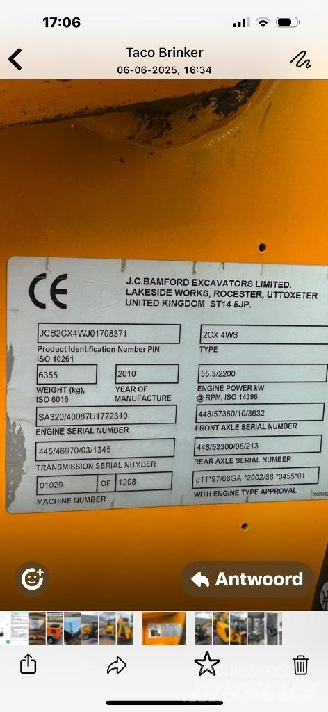 JCB 2 CX 4WS Graaf-laadcombinaties