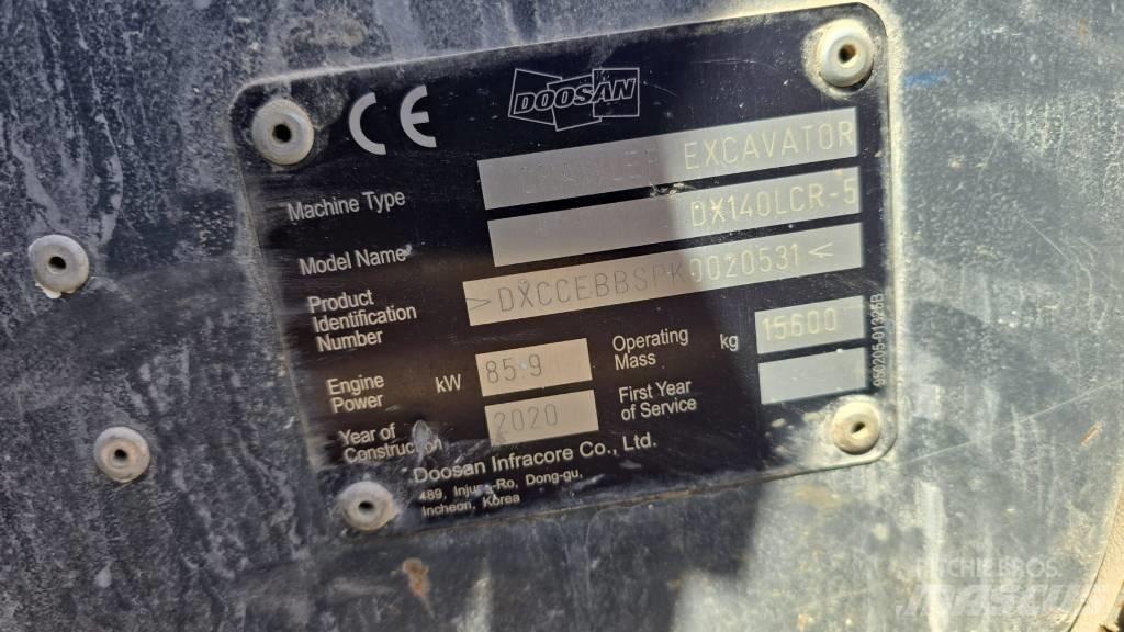 Doosan DX140LCR-5 Rupsgraafmachines
