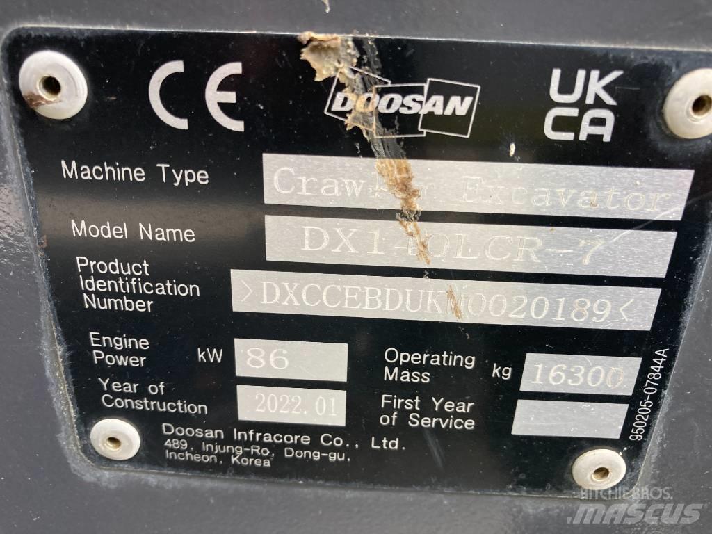 Doosan DX 140 LCR-7 Rupsgraafmachines