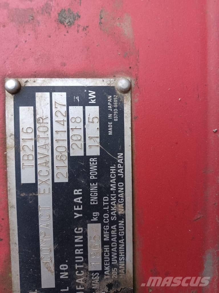 Takeuchi TB 216 Minigraafmachines < 7t