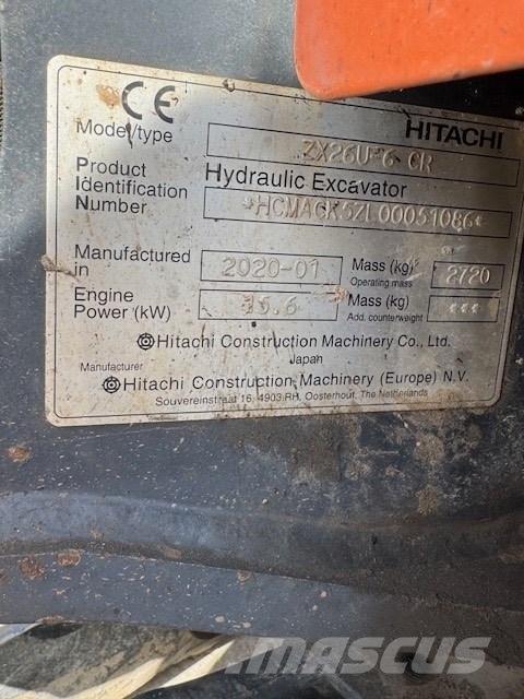 Hitachi ZX 26 U-6 CR Minigraafmachines < 7t