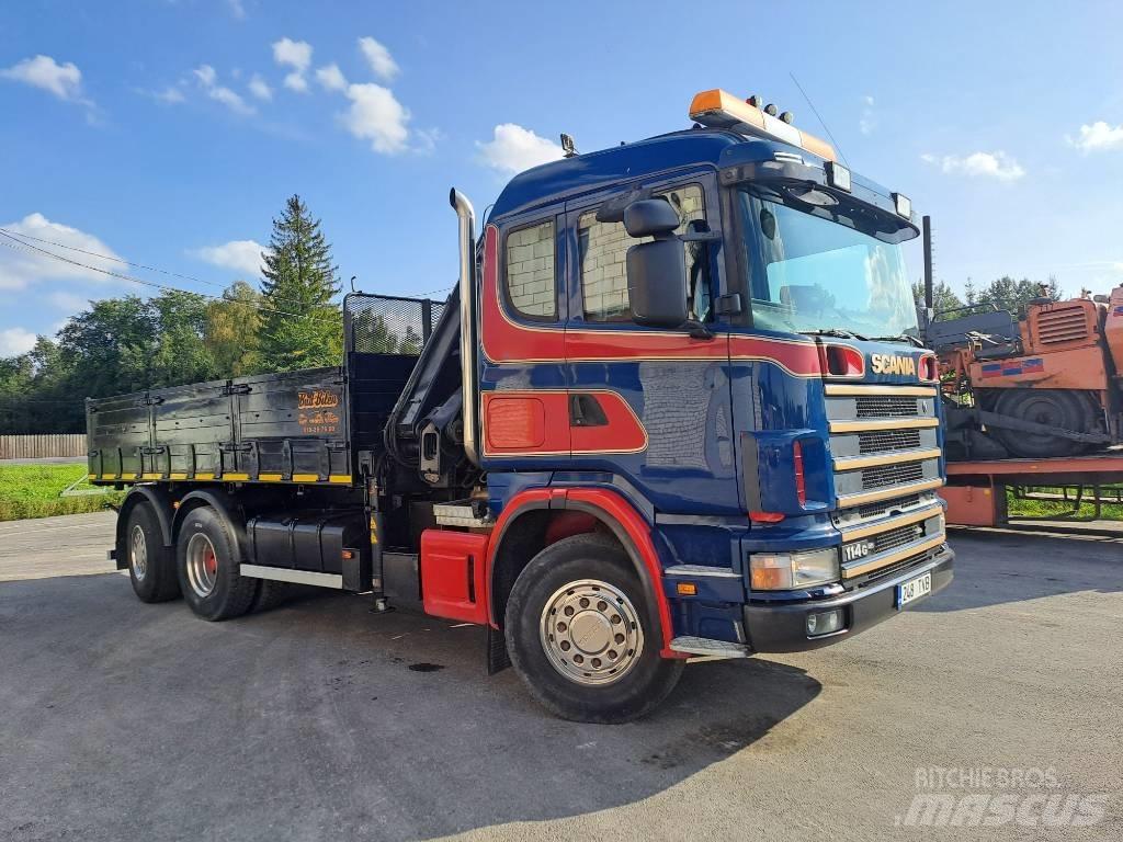 Scania R114 Vlakke laadvloer met kraan