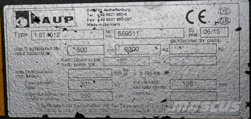 Kaup 1.5T401Z Overige gebruikte aanbouwapparatuur en componenten