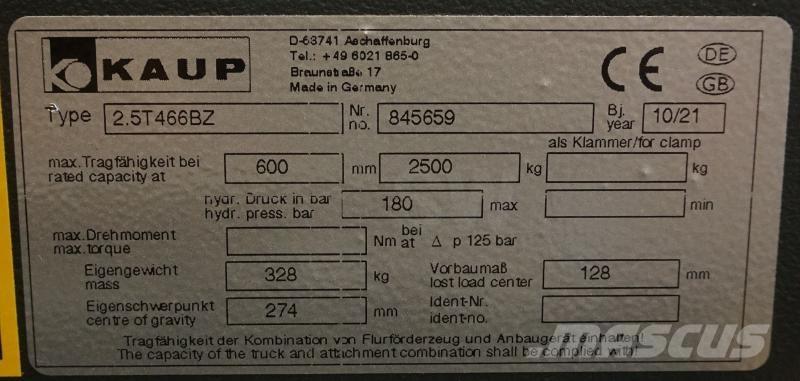 Kaup 2,5T466BZ Overige gebruikte aanbouwapparatuur en componenten