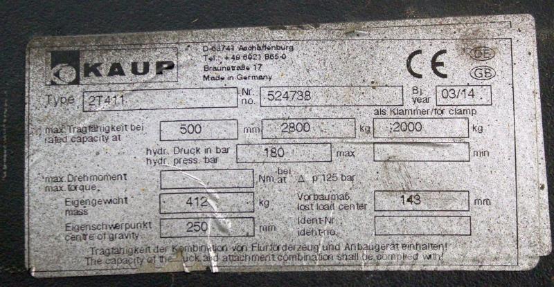 Kaup 2T411 Overige gebruikte aanbouwapparatuur en componenten