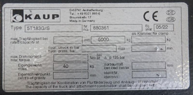 Kaup 5T183G/S Overige gebruikte aanbouwapparatuur en componenten