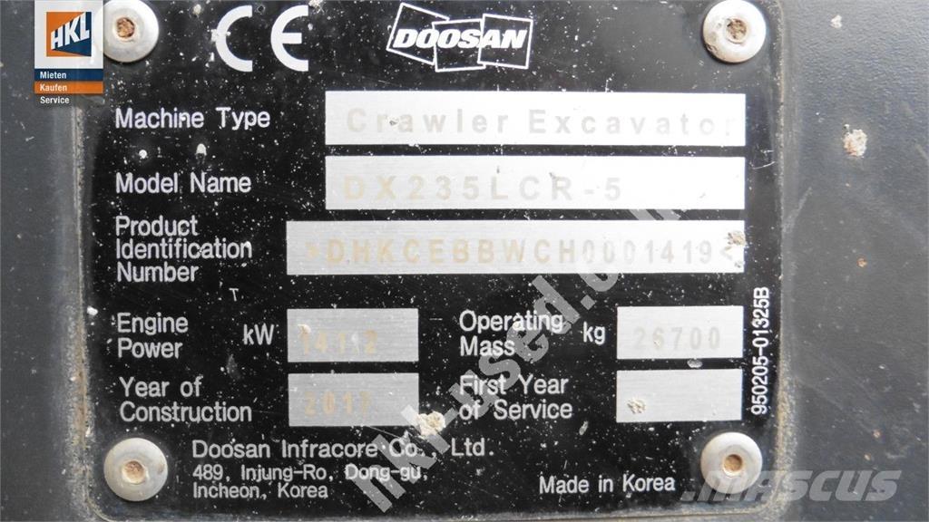 Doosan DX 235 LCR-5 Rupsgraafmachines