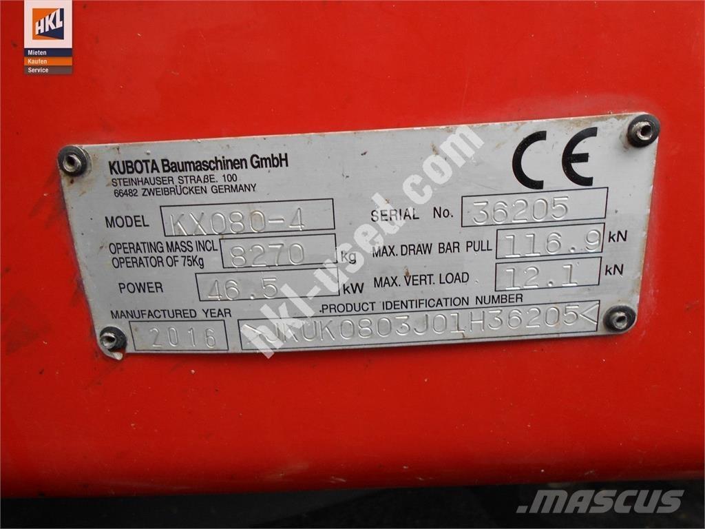 Kubota KX 080-4 Minigraafmachines < 7t