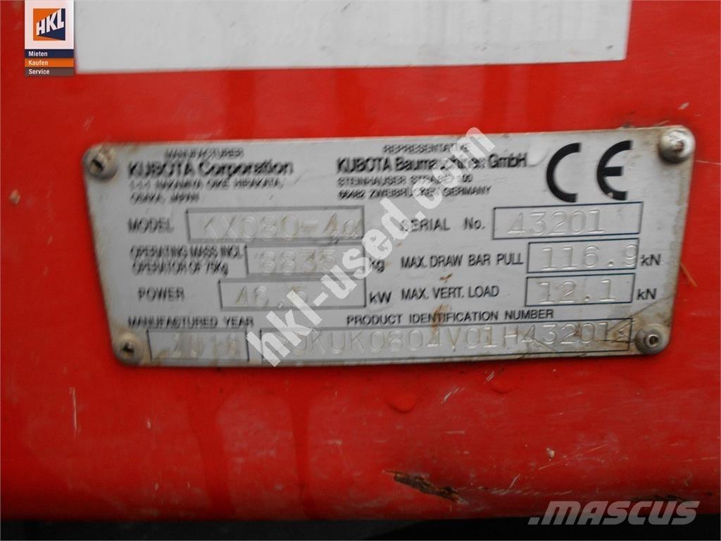 Kubota KX 080-4 Minigraafmachines < 7t