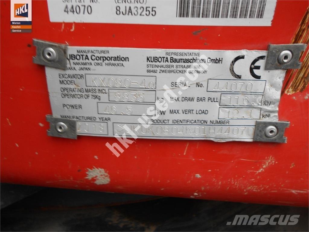 Kubota KX 080-4 Minigraafmachines < 7t