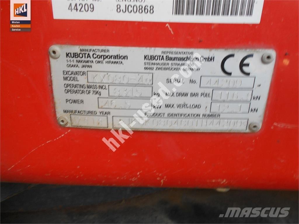 Kubota KX 080-4 Minigraafmachines < 7t