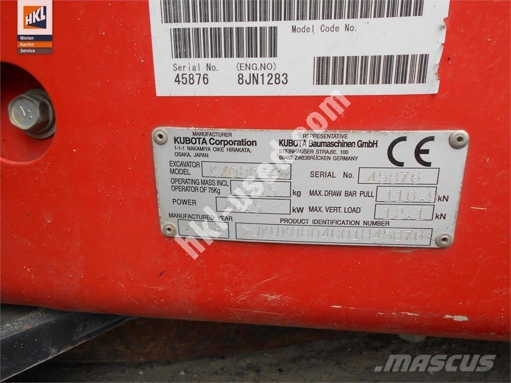 Kubota KX 080-4 Minigraafmachines < 7t