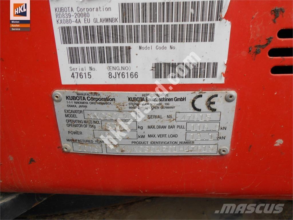 Kubota KX 080-4 Minigraafmachines < 7t