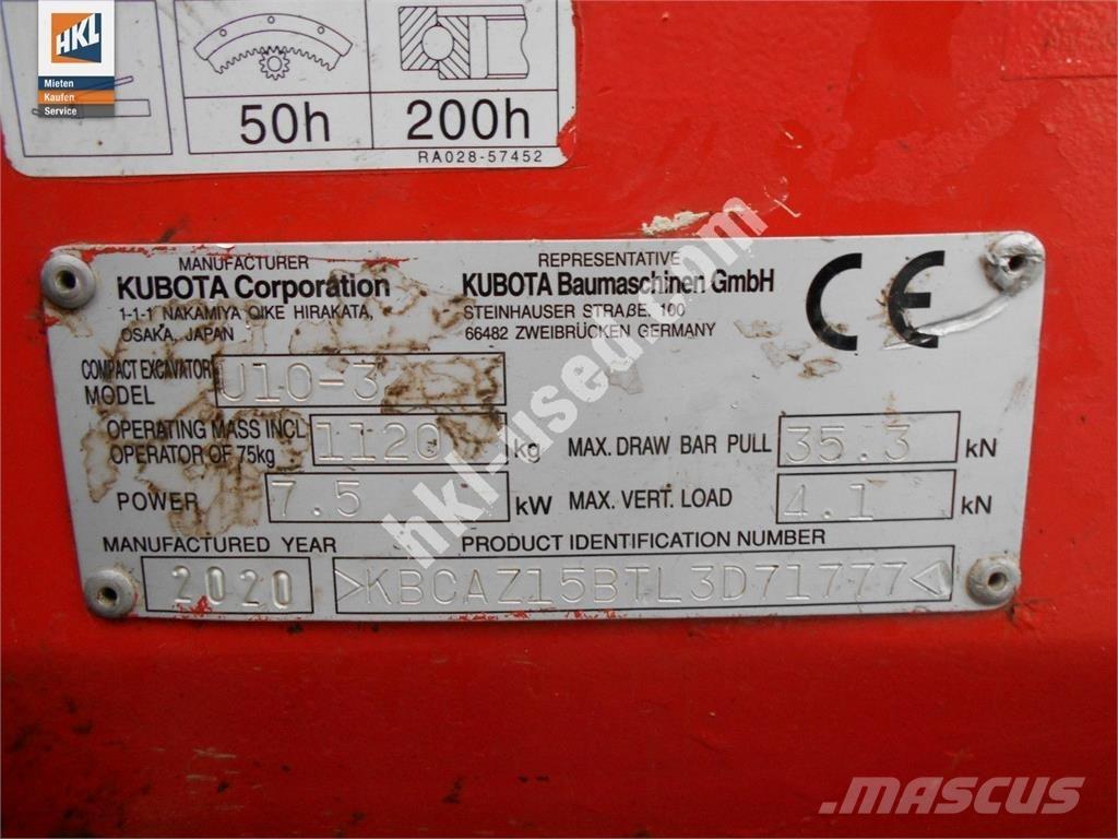 Kubota U 10-3 Minigraafmachines < 7t
