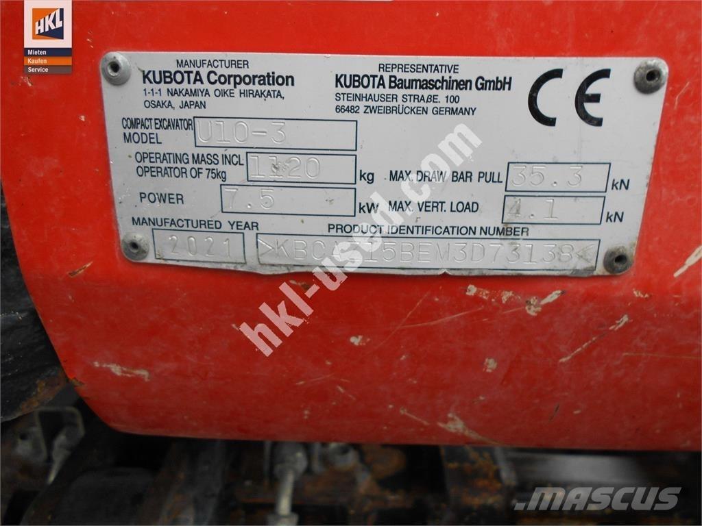 Kubota U 10-3 Minigraafmachines < 7t