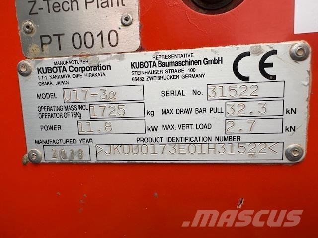 Kubota U17-3 Midigraafmachines 7t - 12t
