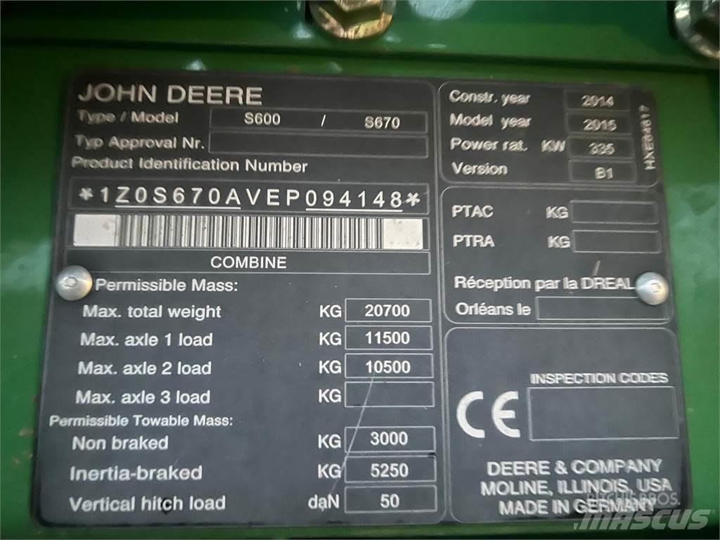 John Deere S670i Maaidorsmachines