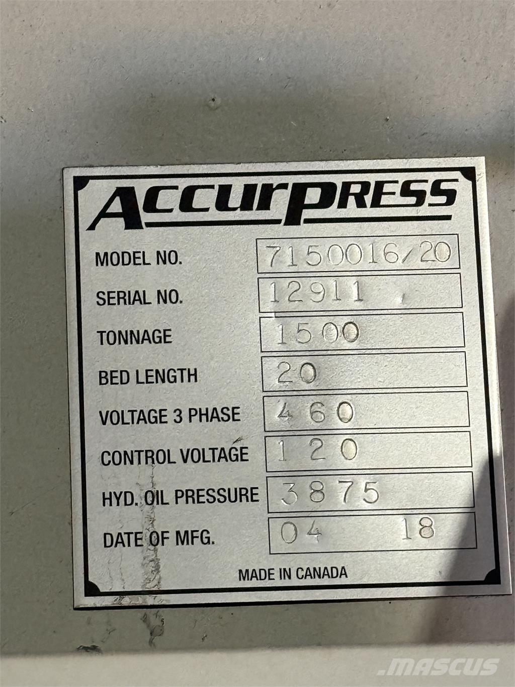  ACCURPRESS 7150016/20 Bouw - Overige