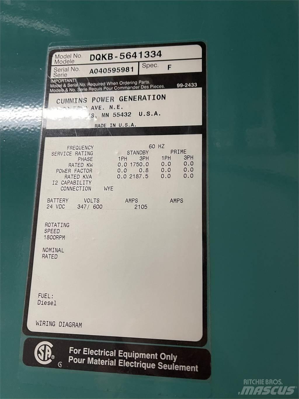 Cummins DQKB-5641334 Diesel generatoren