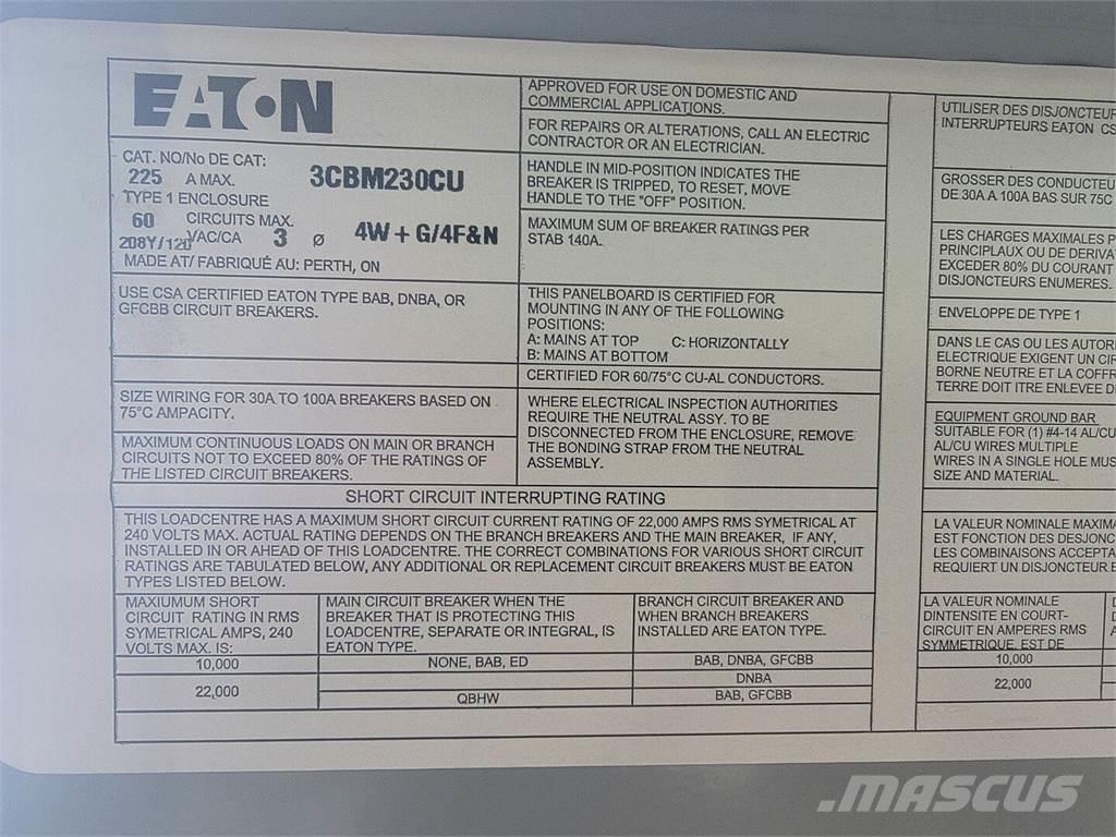 Eaton 3CBM230CU Bouw - Overige