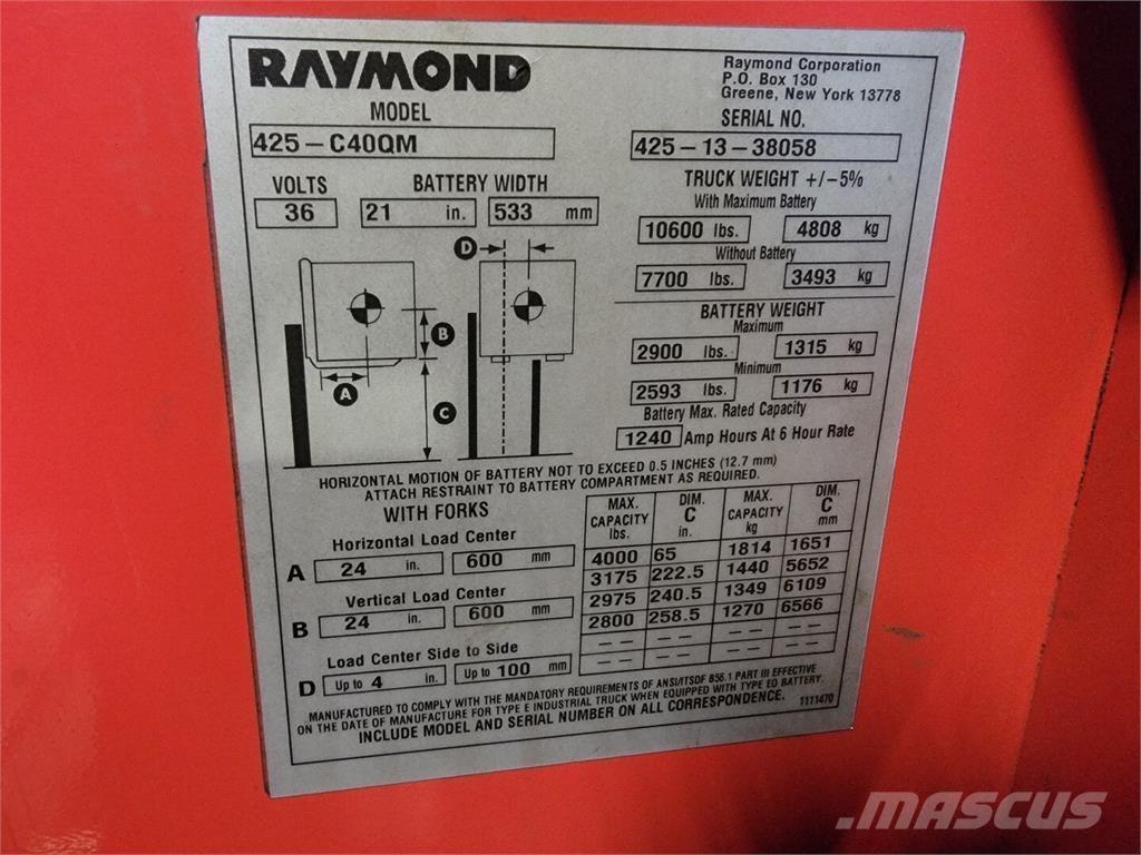 Raymond 425-C40QM Bouw - Overige