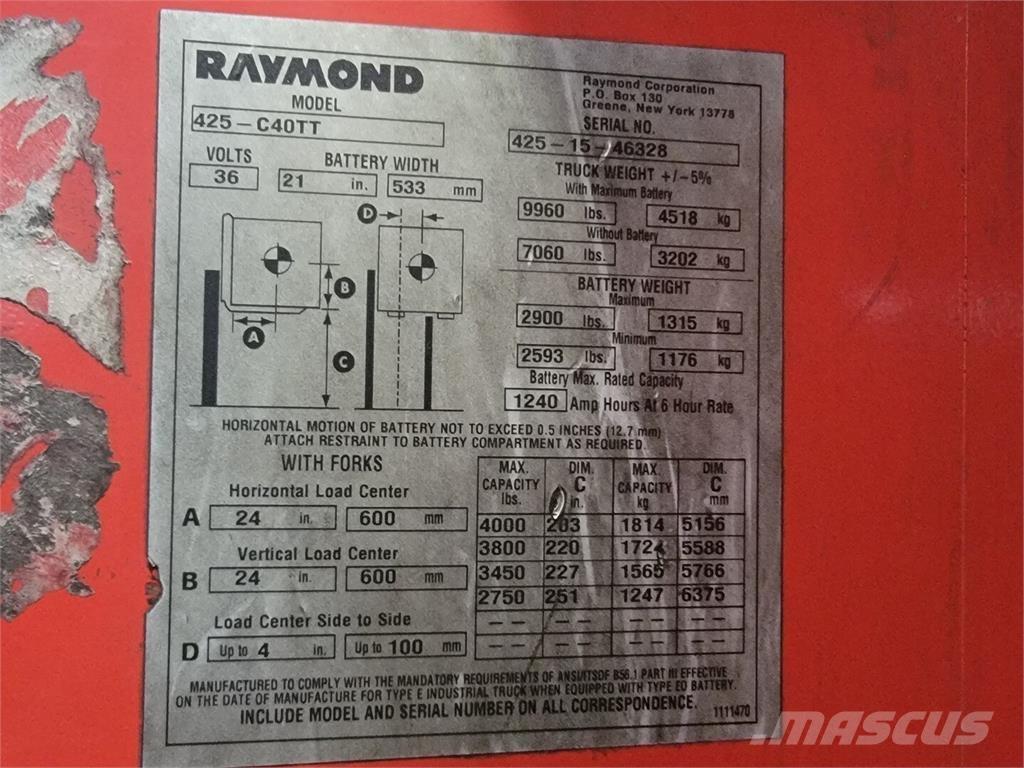 Raymond 425-C40TT Bouw - Overige