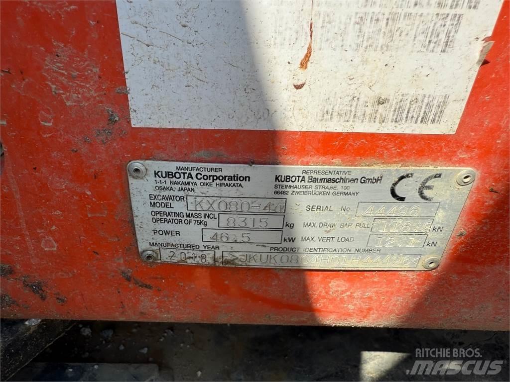Kubota KX080-4 Midigraafmachines 7t - 12t