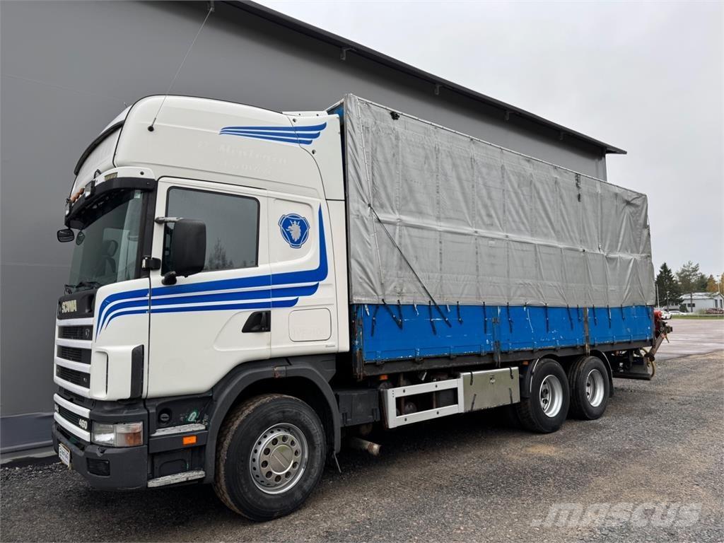 Scania 144G 6x2 Vlakke laadvloer met kraan