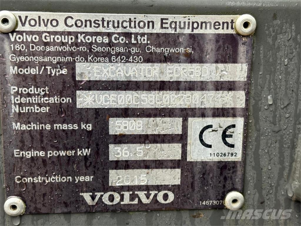 Volvo ECR 58 D Minigraafmachines < 7t