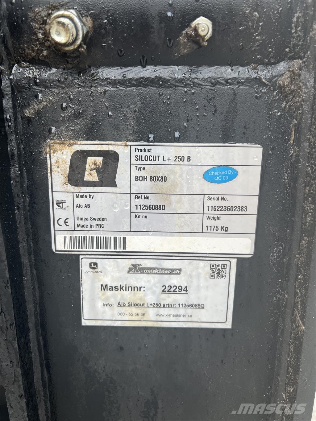 Ålö Silocut L+ 250 Overige gebruikte aanbouwapparatuur en componenten