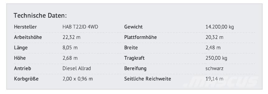 HAB T22 JD 4 WD Telescoophoogwerkers