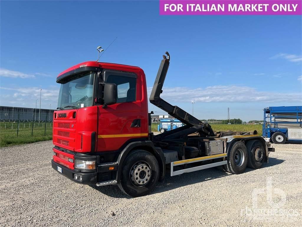 Scania 124L420 Containertrucks met kabelsysteem