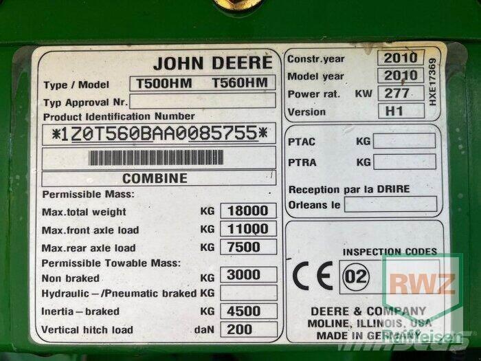 John Deere T560 Maaidorsmachines