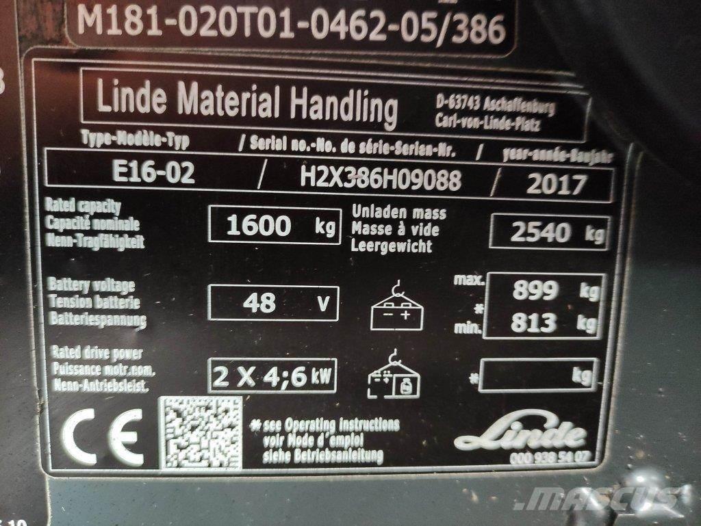 Linde E16-02-386 Elektrische heftrucks