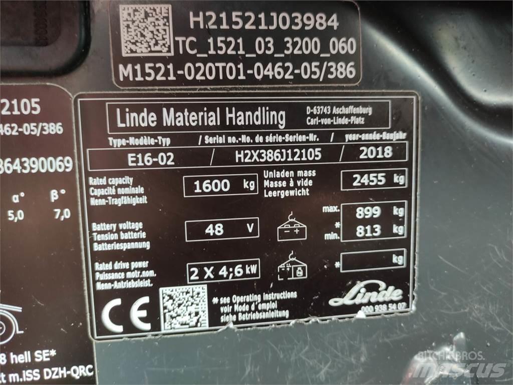 Linde E16-02-386-EVO Elektrische heftrucks