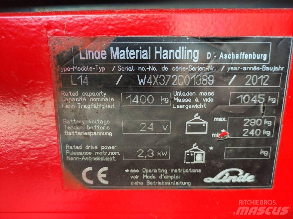 Linde L14-372 Meeloop stapelaar