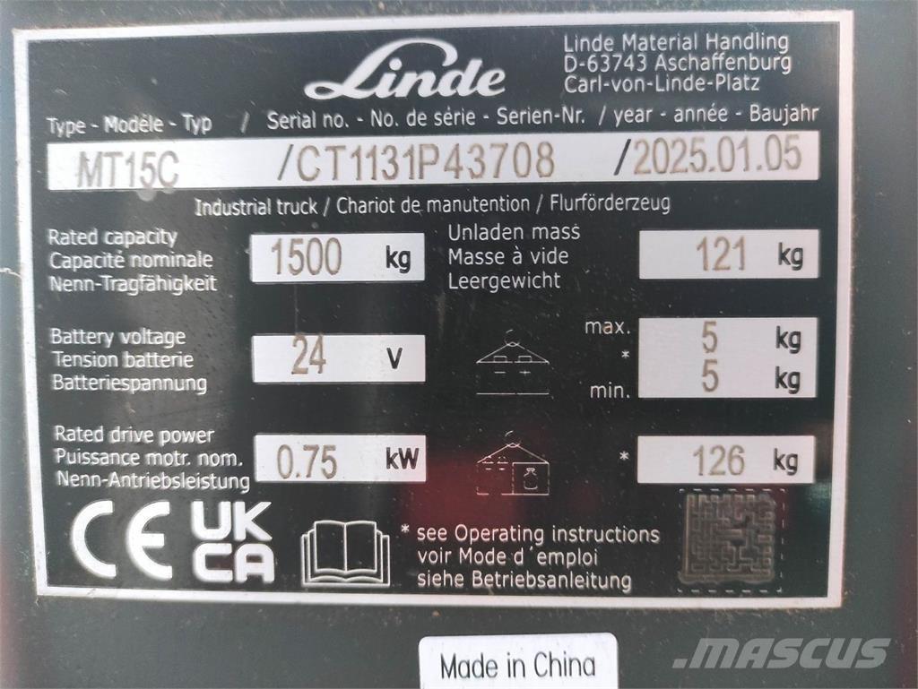 Linde MT15C Electro-pallettrucks